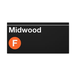 Midwood New York Neighborhood Themed Subway Station Schild - F Zug, Matte Leinwand Kunst, New York Druck