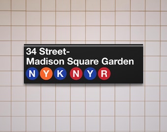 New York Knicks & Rangers Madison Square Garden Subway Station Sign | Matte Canvas