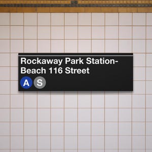 Rockaway Park Station-Beach 116 Street Subway Schild - Matte Leinwand New York Subway Schild Replica