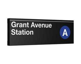 Grant Avenue Station A train | Canvas Subway Entrance Sign | NYC Wall Art
