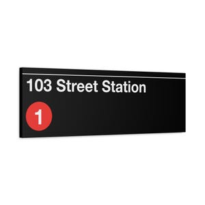 Bord 103 Street Station Subway - 12 x 36" matte canvaskunst, 1 trein, poster New York Subway
