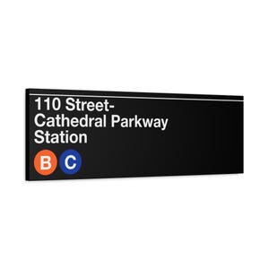 110 Street - Catwendige Parkway Station U-Bahn Schild - B/C Zug, matte Leinwand 12 "x 36""
