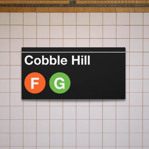Cobble Hill New York Neighborhood Subway Station Schild - F / G Zug, Matte Leinwand