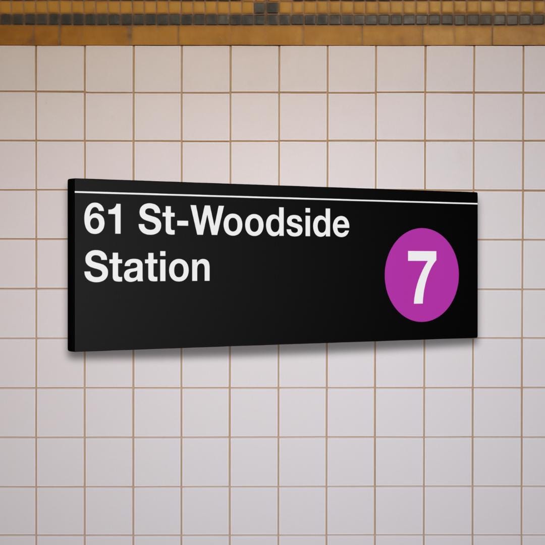 ジャーナルスタンダードファニチャー / Subway Sign Tapestry 61 St-woodside Station Subway Entrance Sign - 7 Train, 12