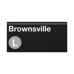 Brownsville New York Neighborhood Subway Station Schild - L Zug, Matte Leinwand Kunst, New York Druck