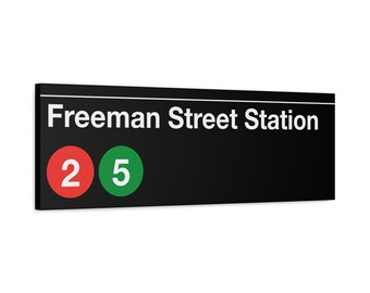 Freeman Street Station | Subway Entrance Sign | 2 & 5 trains | 12" x 36" Canvas | NYC Wall Art