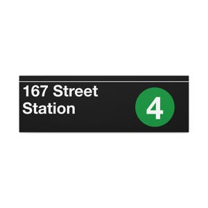 Enseigne de métro 167 Street Station - 4 trains, toile d'art mate 12 x 36 po, impression New York