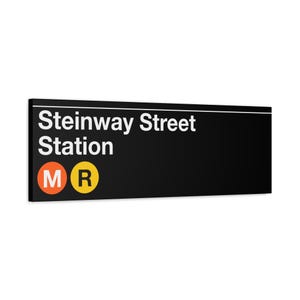 Enseigne de métro Steinway Street Station - trains M/R, toile d'art mate 12 x 36 po, impression New York