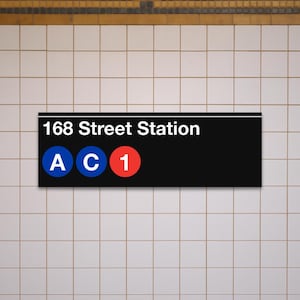 Bord 168 Street Subway Station - airco/1 trein, mat canvas 12"x36"