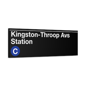 Enseigne de métro Kingston-Throop Avs Station - Train C, toile d'art mate 12 x 36 po, affiche du métro de New York