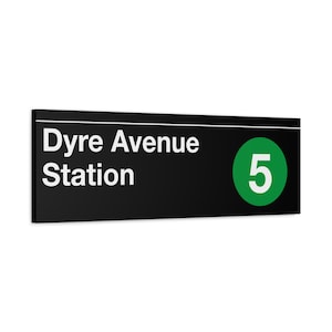 Panneau d'entrée de la station de métro Dyre Avenue - 5 trains, toile d'art mate 12 x 36 po, impression New York