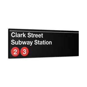 Clark Street Station Subway Schild - 2/3 Zug, matte Leinwand 30,5 x 92 cm, New York Subway Poster