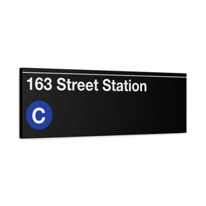 Bord 163 Street Subway Station - mat canvas 12 "x 36", C-trein, bord New York Subway, NYC Wall Art, NYC Subway Art, Manhattan Wall Decor