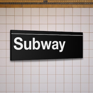 Letrero de metro de la estación de metro de Nueva York: obra de arte en lienzo mate de 30 x 91 cm, tren 1, 2 o 3, póster del metro de Nueva York, arte de pared de la ciudad de Nueva York, decoración del metro de Nueva York