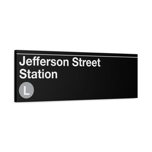 Pfefferson Street Station U-Bahn-Schild - 30,5 cm x 92 cm Matte Leinwandkunst, L Train, New Yorker U-Bahn-Schild, NYC Wanddekor, Brooklyn Art