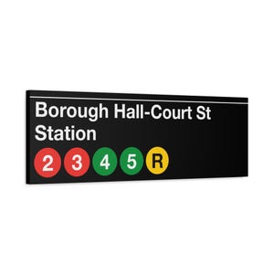 Borough Hall-Court St Station U-Bahn-Schild - 30,5 x 92 cm Matte Leinwandkunst, New York Subway Poster