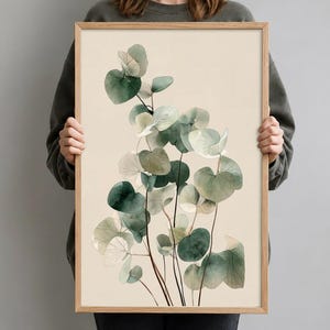 Eucalyptus Wall Art | Sage Green Botanical Illustration, Modern Neutral Wall Decor