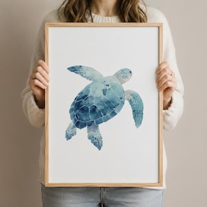 Sea Turtle Wall Art | Watercolour Sea Turtle Print, Coastal Decor