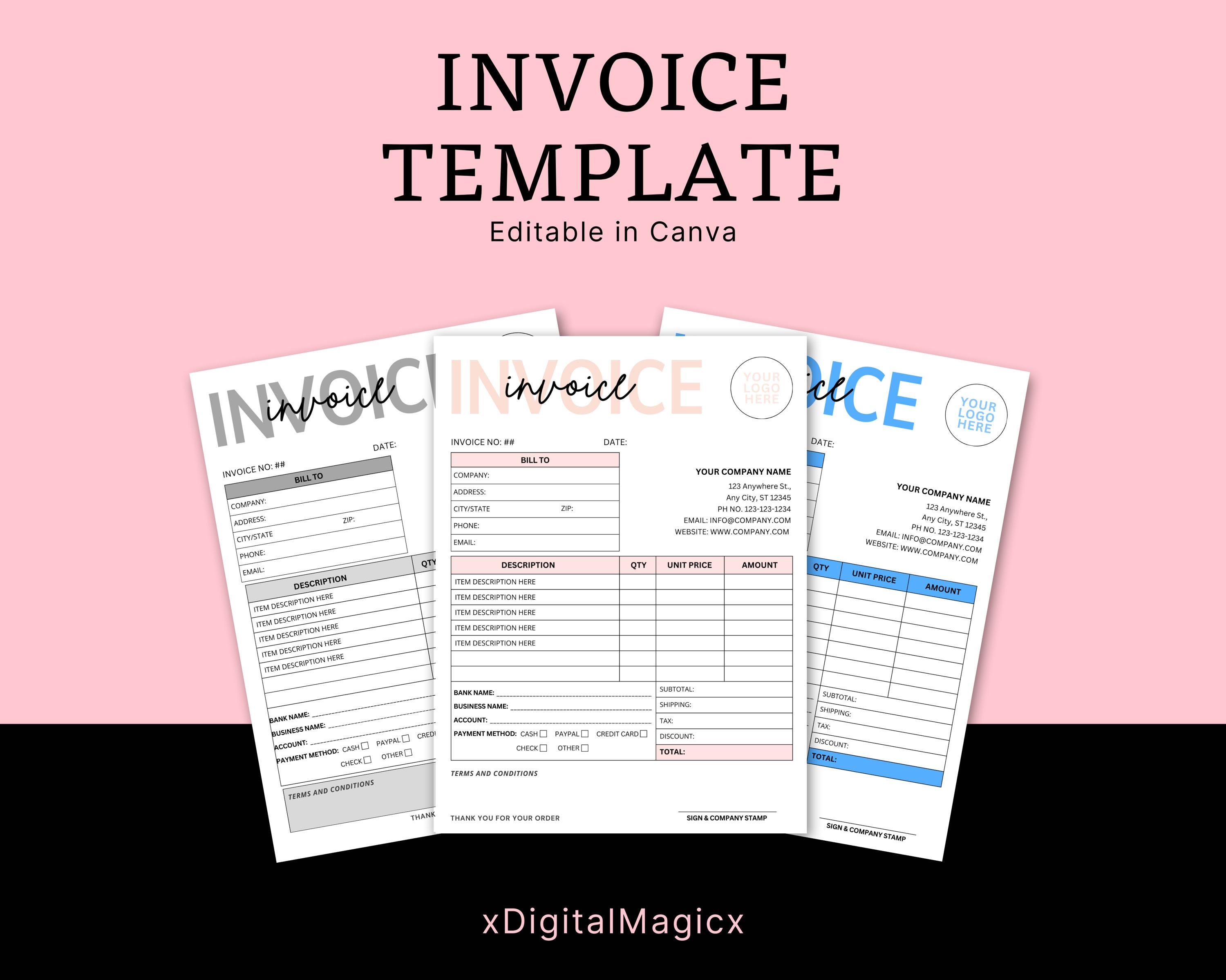 Editable Invoice Template: Small Business Custom Order Form (canva ...