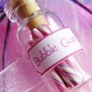 Bubble Gum Candy Sticks Jar Necklace Pink and Purple Swirl image 1