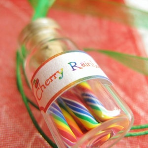 Rainbow Candy Jar Necklace Cherry Rainbow Swirl Candy Sticks Miniature Bottle Jewelry image 7