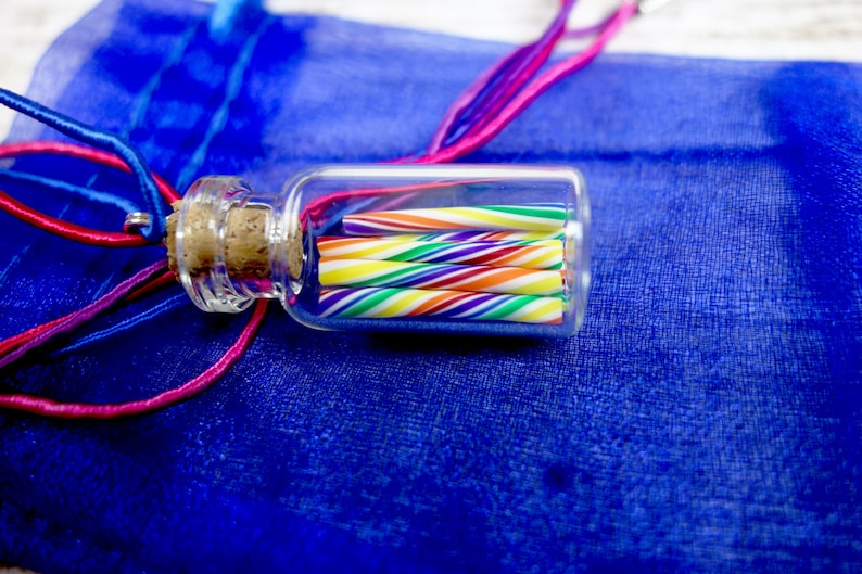 Rainbow Candy Jar Necklace Cherry Rainbow Swirl Candy Sticks Etsy