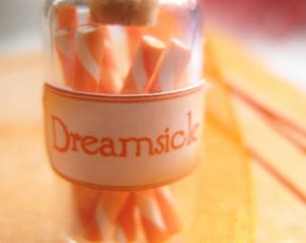 Orange Dreamsicle Candy Jar Necklace - Nostalgic Miniature Glass Bottle Jewelry