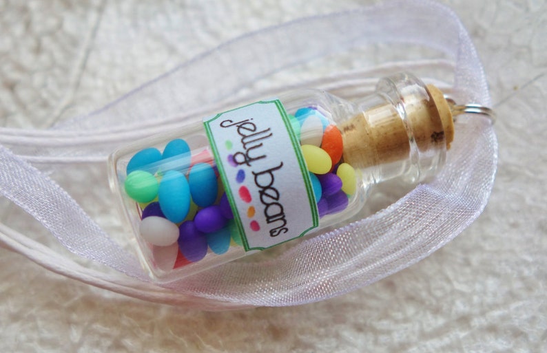 Jelly Beans Jar Necklace Dollhouse Miniature Candy Jar Necklace So cute image 1
