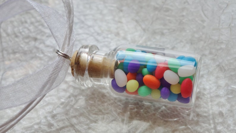 Jelly Beans Jar Necklace Dollhouse Miniature Candy Jar Necklace So cute image 4
