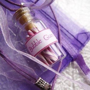 Bubble Gum Candy Sticks Jar Necklace Pink and Purple Swirl image 4