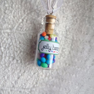 Jelly Beans Jar Necklace Dollhouse Miniature Candy Jar Necklace So cute image 3