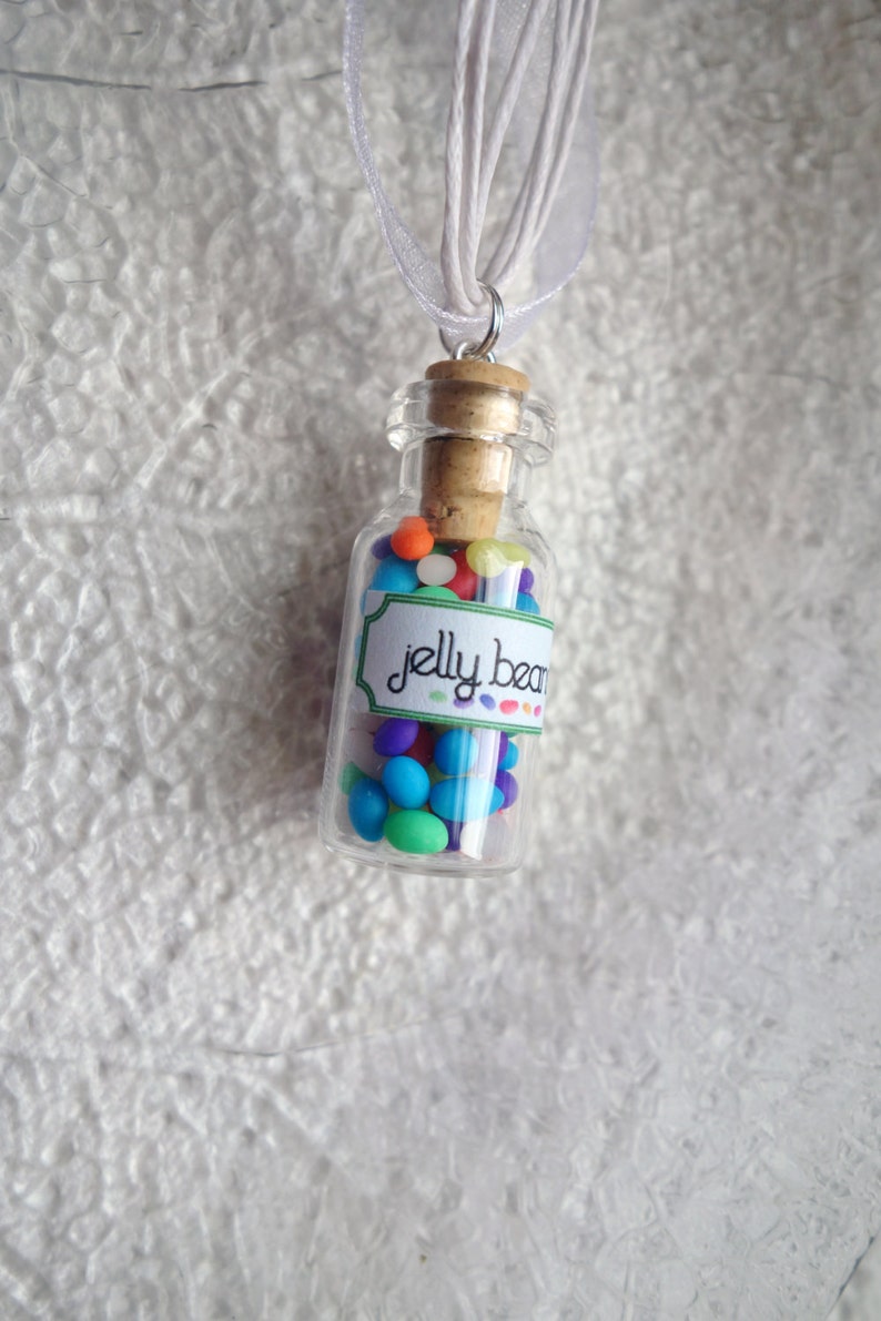 Jelly Beans Jar Necklace Dollhouse Miniature Candy Jar Necklace So cute image 3