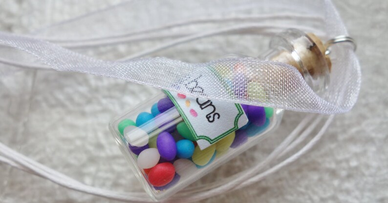 Jelly Beans Jar Necklace Dollhouse Miniature Candy Jar Necklace So cute image 5
