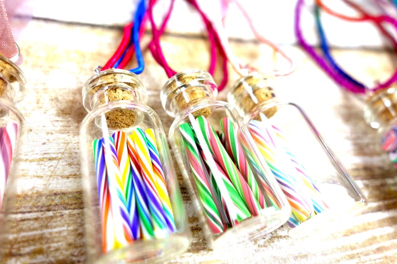 Rainbow Candy Jar Necklace Cherry Rainbow Swirl Candy Sticks Etsy
