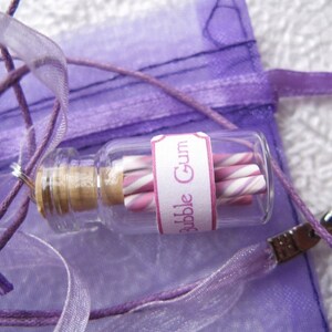 Bubble Gum Candy Sticks Jar Necklace Pink and Purple Swirl image 2