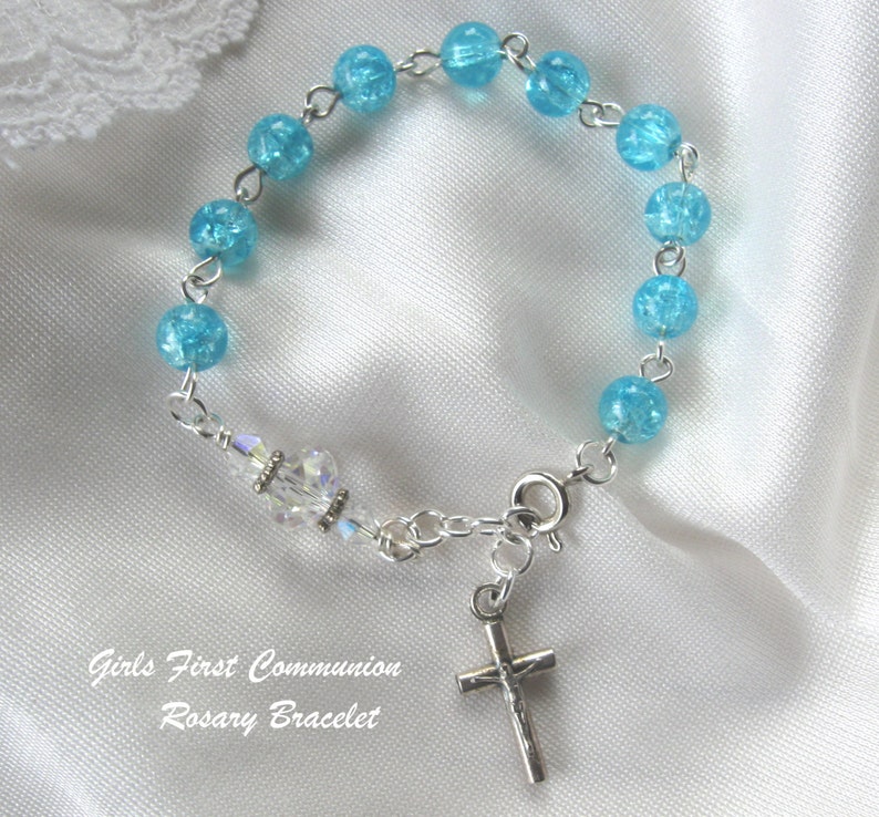 First Communion Bracelet Turquoise Girls Jewelry Communion image 0