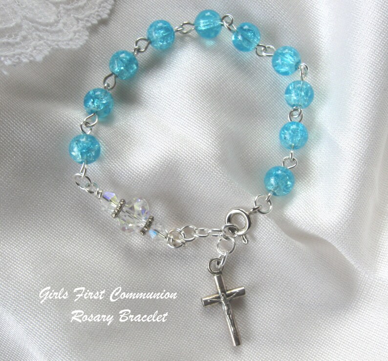 First Communion Bracelet Turquoise Girls Jewelry Communion Etsy
