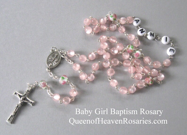 Baby Girl Catholic Baptism Gift Personalized Baptism Rosary Etsy