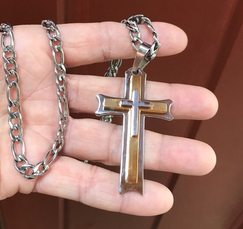 Stainless Steel Cross Necklace For Men Mens Large Cross image 0