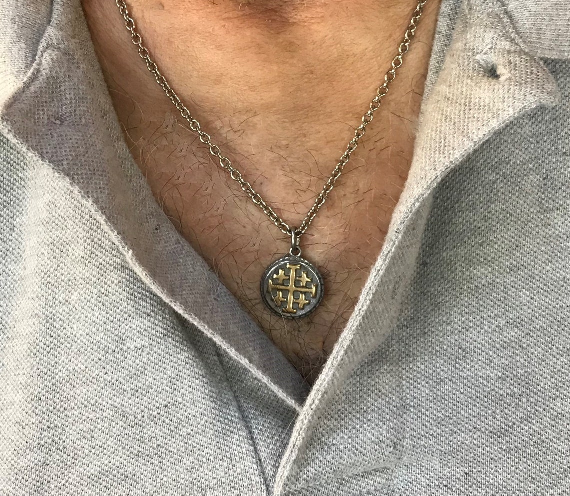 Jerusalem Cross Necklace Men Crusader Cross Christian gift Etsy