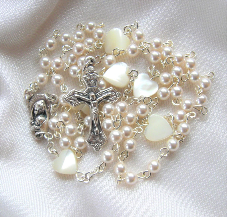 Catholic Wedding Rosary  Bride' s Rosary  White image 0