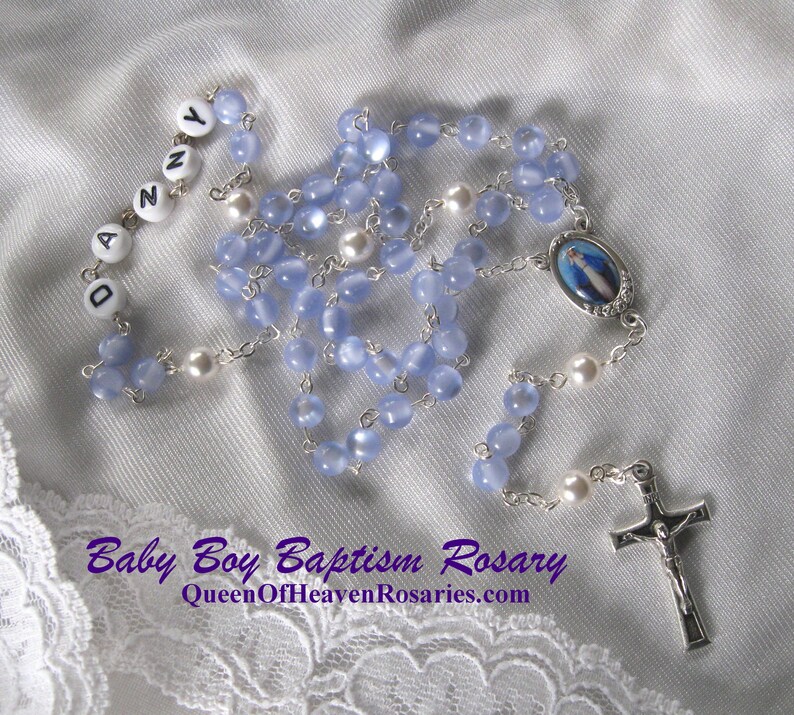 Personalized Baptism Rosary Baby Boy Catholic Baby Boy Etsy