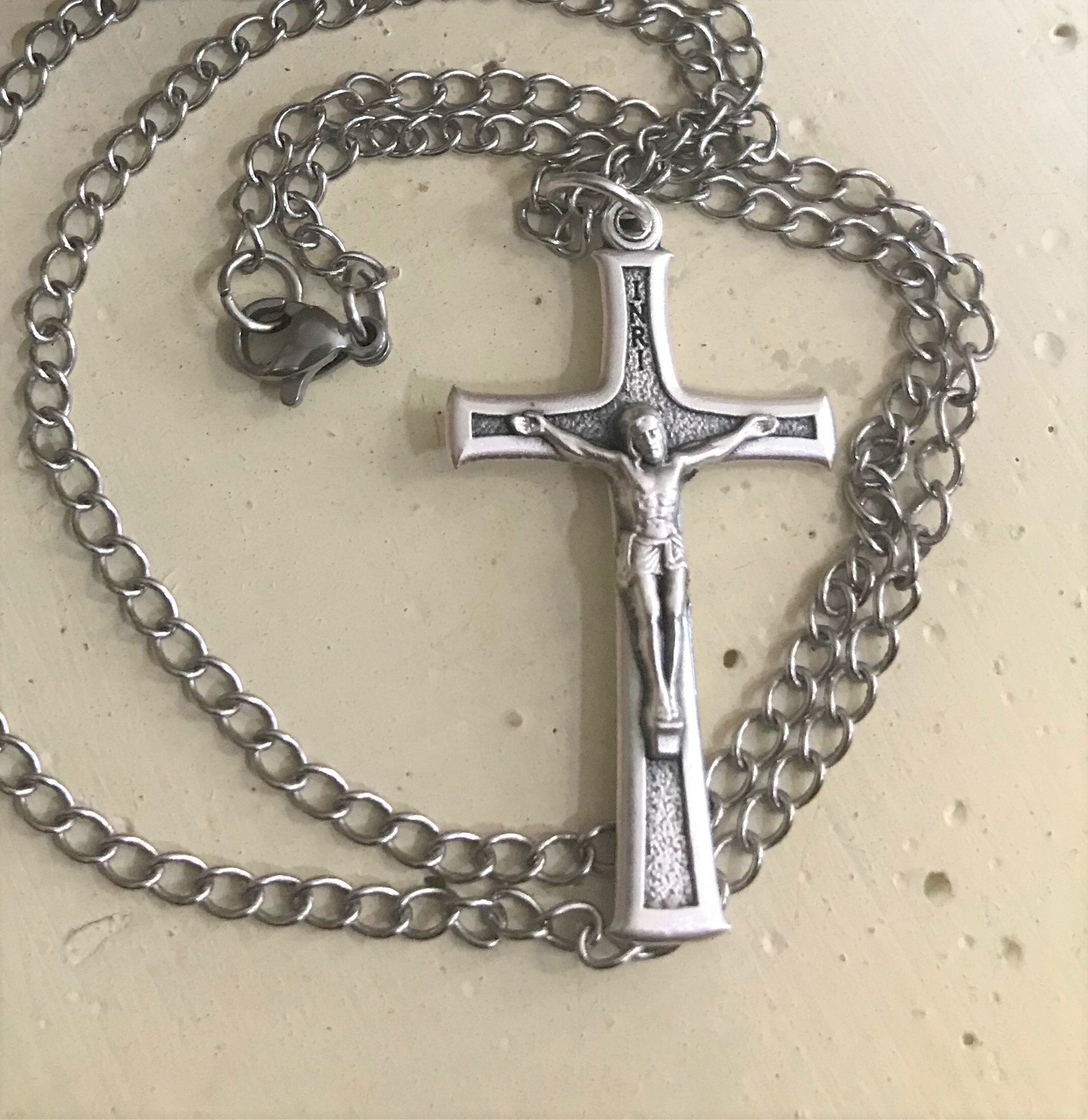 Men's Jesus Cross Necklace Catholic Crucifix Necklace Etsy