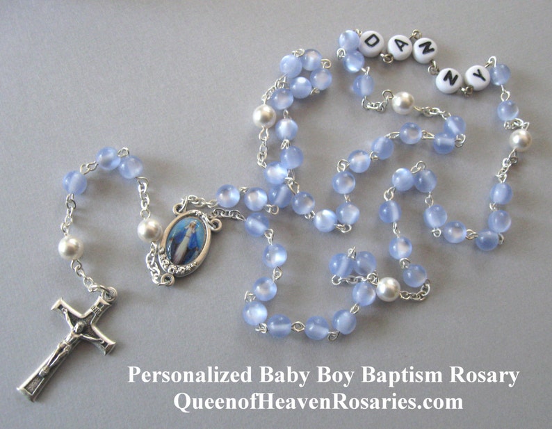 Personalized Baptism Rosary Baby Boy Catholic Baby Boy Etsy