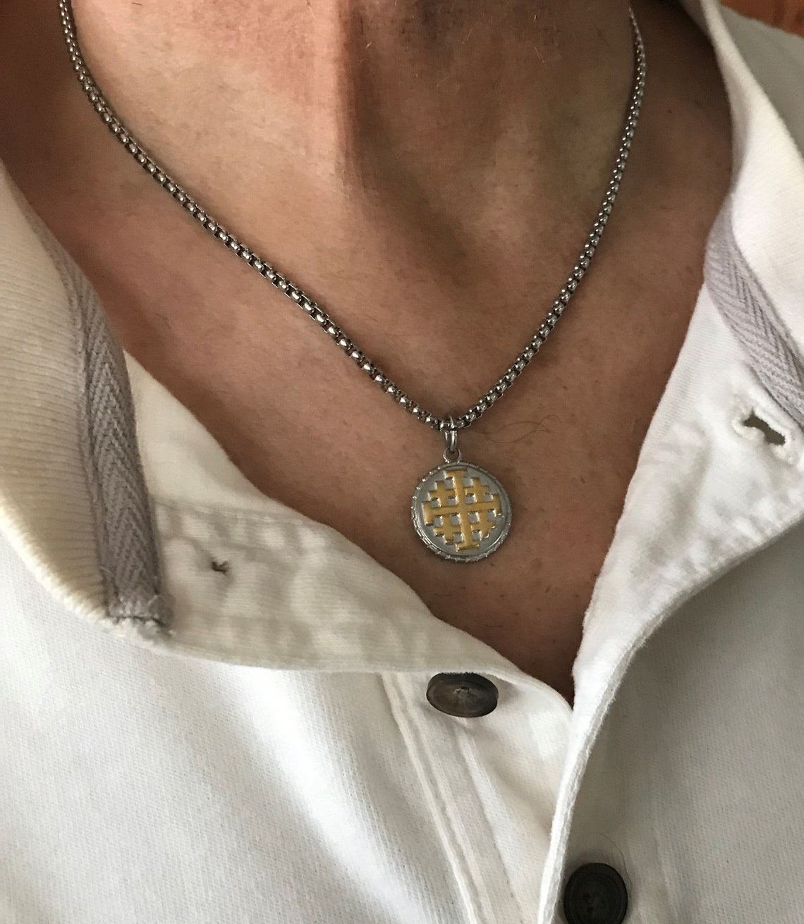 Jerusalem Cross Necklace Men Crusader Cross Christian gift Etsy