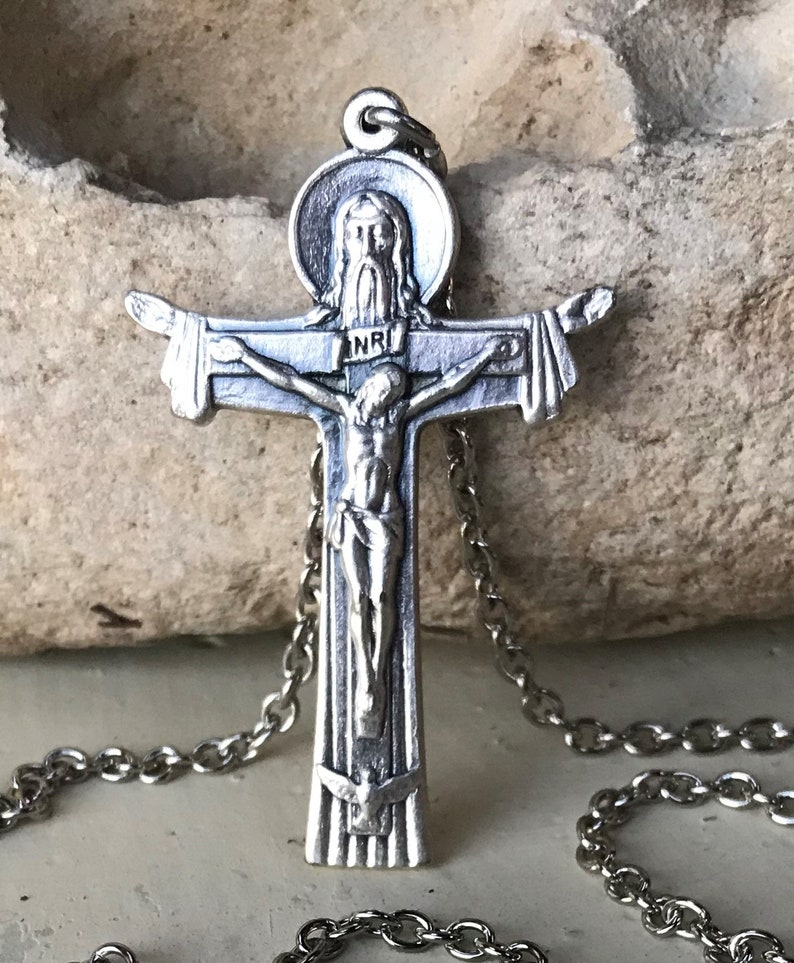 Crucifix Pendant Necklace Catholic Crucifix Men   Cross image 0