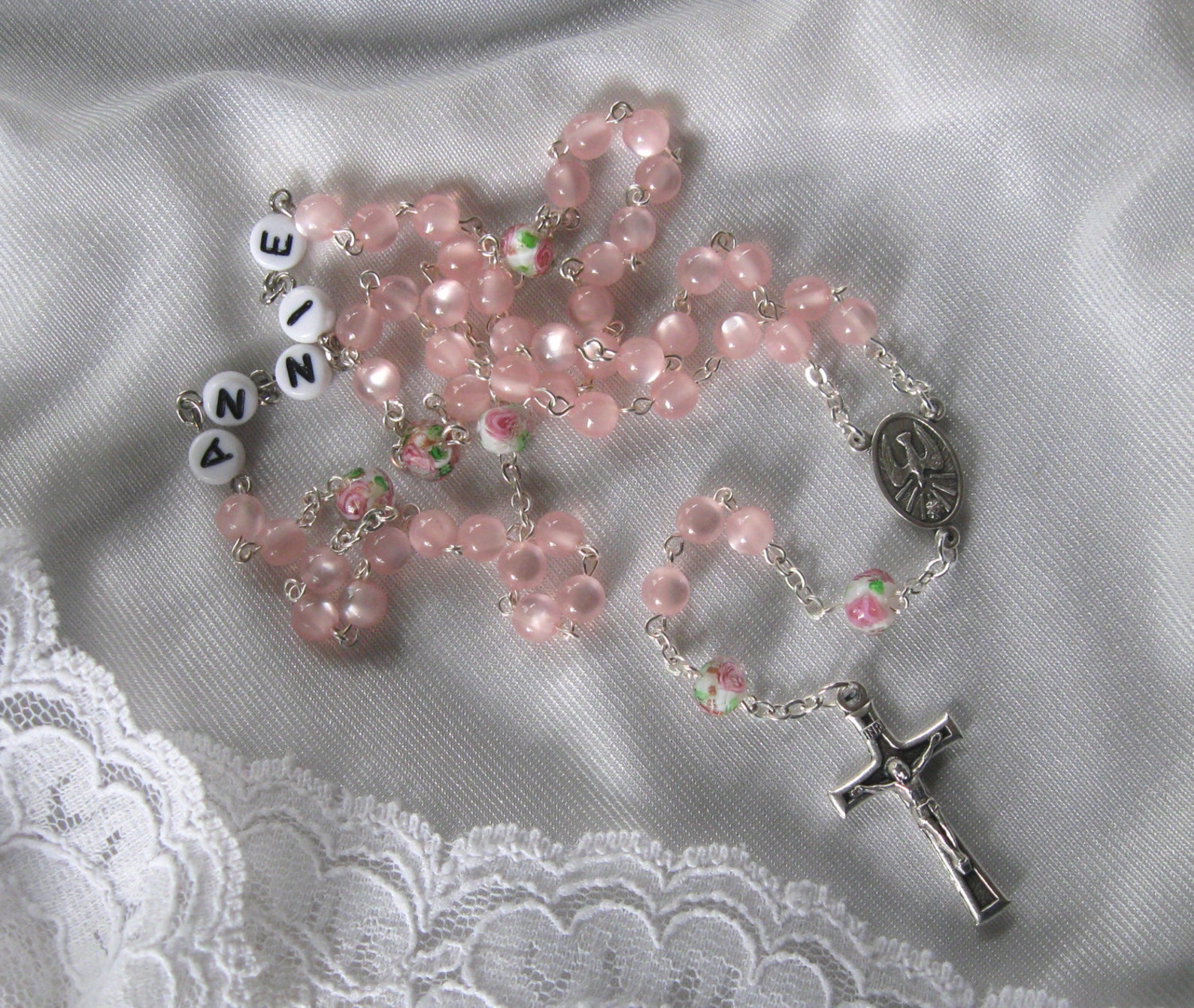 Baby Girl Catholic Baptism Gift Personalized Baptism Rosary Etsy