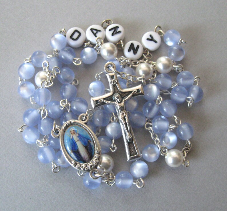 Personalized Baptism Rosary Baby Boy Catholic Baby Boy Etsy