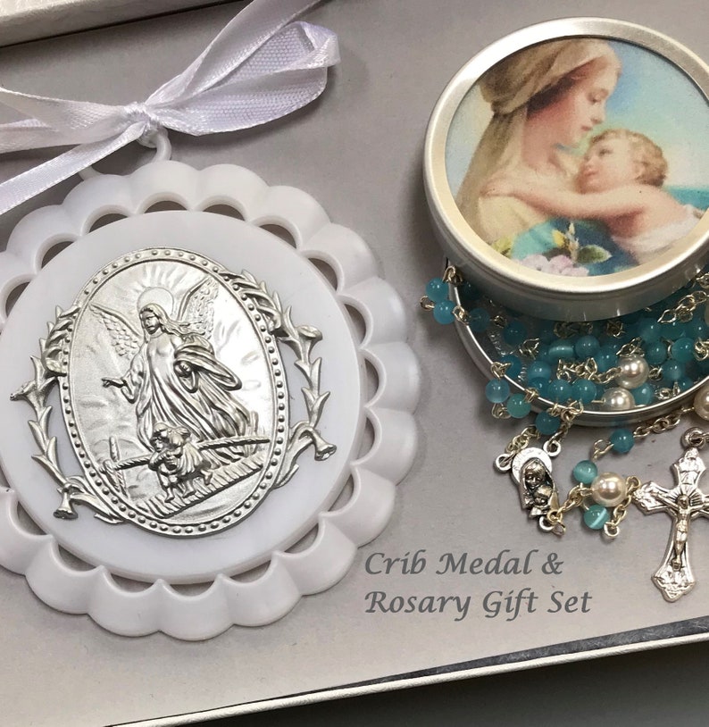 Boy Baptism Rosary Catholic Baby Boy Gift Godchild Gift Boy image 0