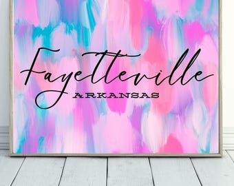 Arkansas Razorbacks Dorm Decor Printable | University of Arkansas Wall Art | Fayetteville College Decor | Pink Abstract Print